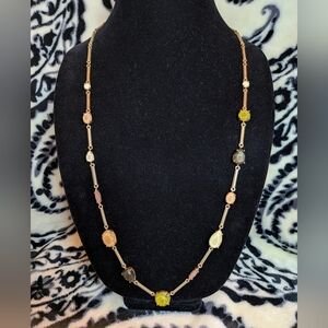 LOFT Gold Necklace with Multicolor Stones